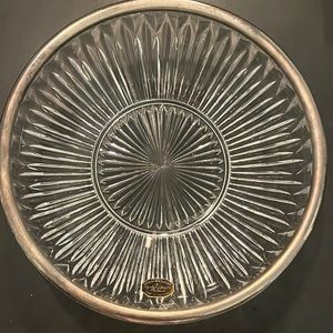 England Cut Glass Silver Plated Crystal Bowl